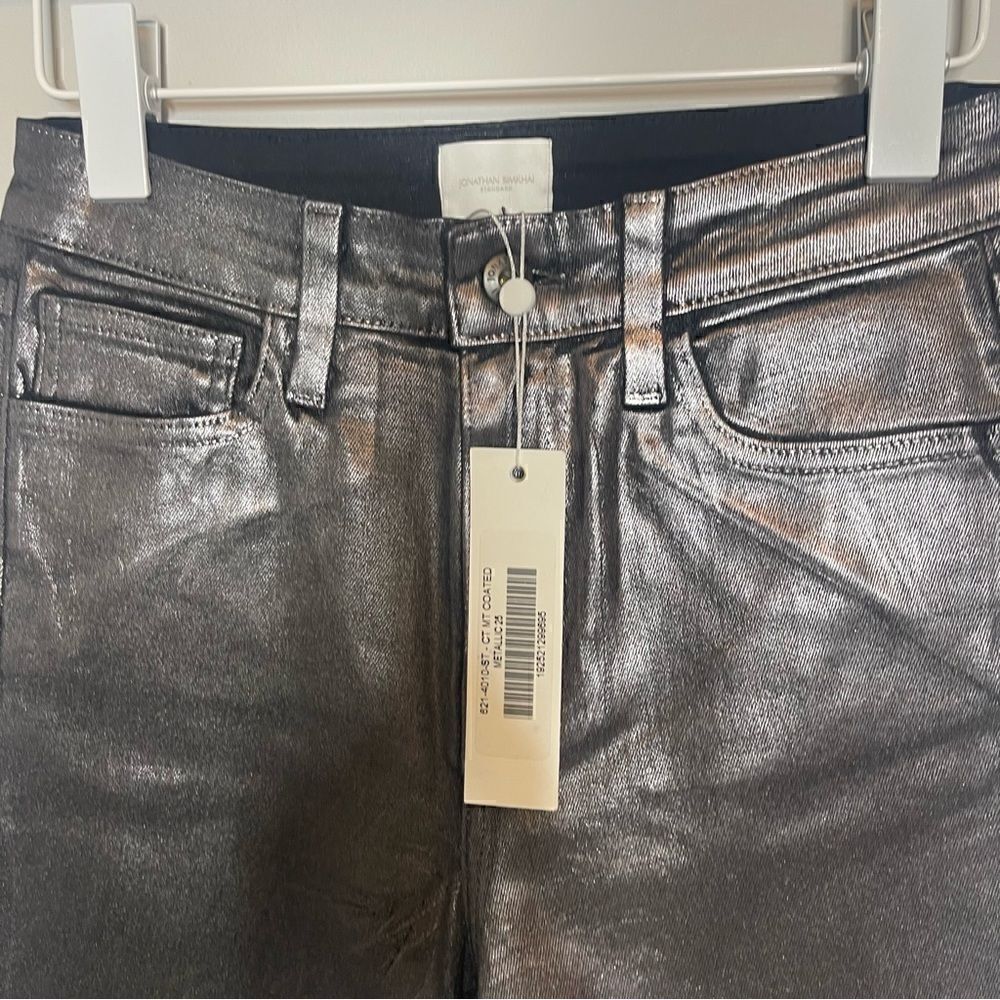 Jonathan Simkhai Rae High Rise Jeans in Coated Metallic NWT - Picture 8 of 9